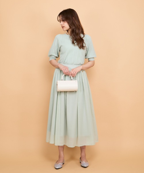 QUEENS COURT（クイーンズコート）の「シアーストライプスカート≪セットアップ対応/手洗い可能≫（スカート・レディース・グリーン/ブルー系その他/ホワイト・M）」の21枚目の写真