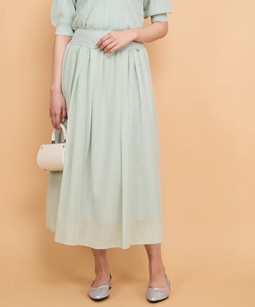QUEENS COURT（クイーンズコート）の「シアーストライプスカート≪セットアップ対応/手洗い可能≫（スカート・レディース・グリーン/ブルー系その他/ホワイト・M）」の19枚目の写真