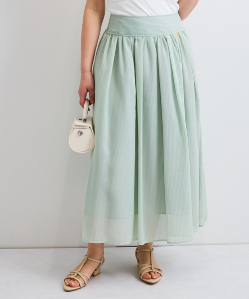 QUEENS COURT（クイーンズコート）の「シアーストライプスカート≪セットアップ対応/手洗い可能≫（スカート・レディース・グリーン/ブルー系その他/ホワイト・M）」の22枚目の写真