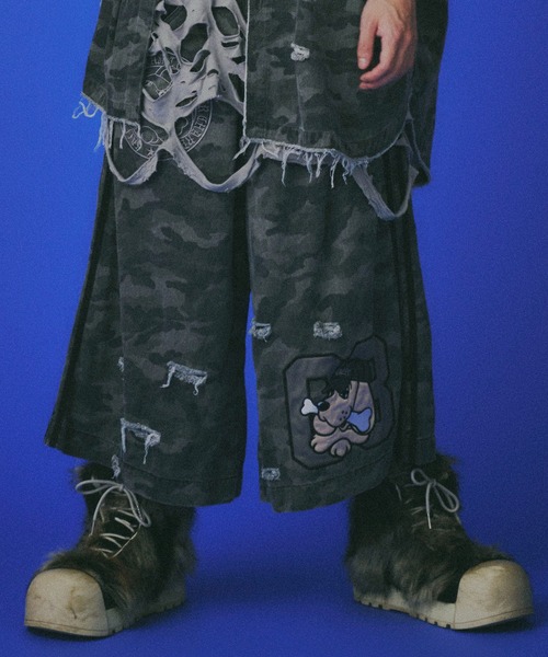 GALFY(ガルフィー)の「GALFY-カモフラかも?ボロボロデカパンショーツ(その他パンツ・メンズ・カーキ/ブラック・XL/L)」の17枚目の写真
