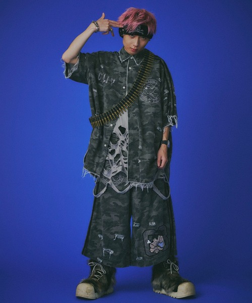 GALFY(ガルフィー)の「GALFY-カモフラかも?ボロボロデカパンショーツ(その他パンツ・メンズ・カーキ/ブラック・XL/L)」の10枚目の写真