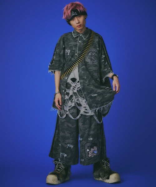 GALFY(ガルフィー)の「GALFY-カモフラかも?ボロボロデカパンショーツ(その他パンツ・メンズ・カーキ/ブラック・XL/L)」の11枚目の写真