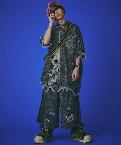 GALFY(ガルフィー)の「GALFY-カモフラかも?ボロボロデカパンショーツ(その他パンツ・メンズ・カーキ/ブラック・XL/L)」の12枚目の写真
