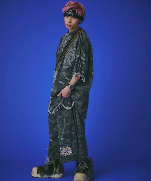 GALFY(ガルフィー)の「GALFY-カモフラかも?ボロボロデカパンショーツ(その他パンツ・メンズ・カーキ/ブラック・XL/L)」の13枚目の写真