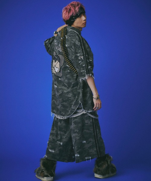 GALFY(ガルフィー)の「GALFY-カモフラかも?ボロボロデカパンショーツ(その他パンツ・メンズ・カーキ/ブラック・XL/L)」の15枚目の写真