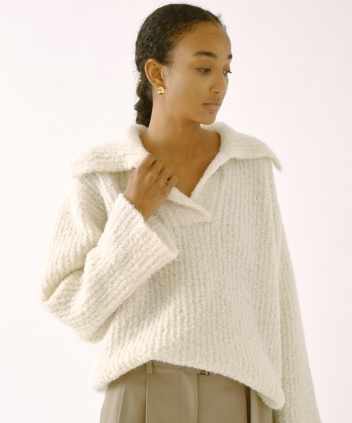 SAYAKADAVIS（サヤカディヴィス）の「SAYAKA DAVIS/サヤカ デイヴィス Knit Polo ニットポロシャツ（ニット/セーター・レディース・ブラウン/クリーム・S）」の14枚目の写真