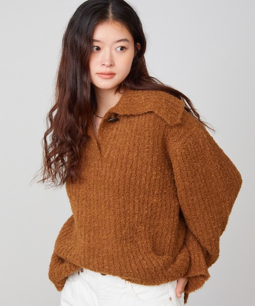 SAYAKADAVIS（サヤカディヴィス）の「SAYAKA DAVIS/サヤカ デイヴィス Knit Polo ニットポロシャツ（ニット/セーター・レディース・ブラウン/クリーム・S）」の5枚目の写真