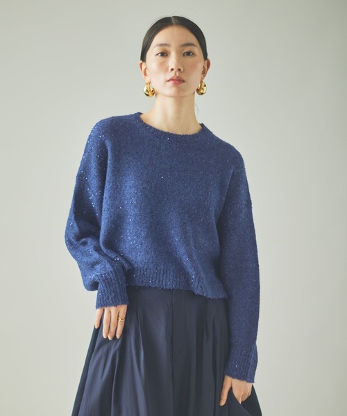 Curensology（カレンソロジー）の「Curensology(カレンソロジー)/スパングルニットプルオーバー（ニット/セーター・レディース・グレー/ライトピンク/ネイビー/モカ/ダークブラウン・FREE）」の6枚目の写真