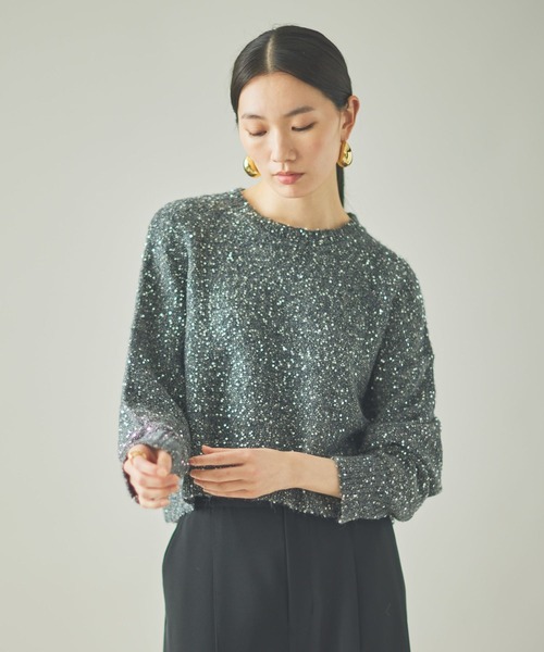 Curensology（カレンソロジー）の「Curensology(カレンソロジー)/スパングルニットプルオーバー（ニット/セーター・レディース・グレー/ライトピンク/ネイビー/モカ/ダークブラウン・FREE）」の11枚目の写真