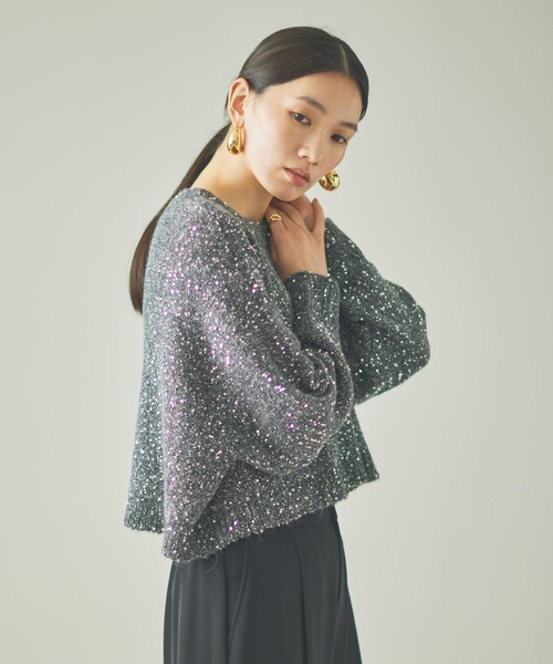 Curensology（カレンソロジー）の「Curensology(カレンソロジー)/スパングルニットプルオーバー（ニット/セーター・レディース・グレー/ライトピンク/ネイビー/モカ/ダークブラウン・FREE）」の12枚目の写真