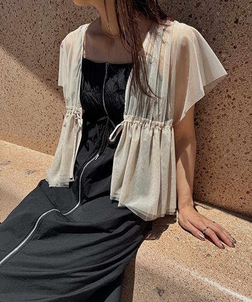 WILLFULLY（ウィルフリー）の「frill sleeve peplum tulle tops（シャツ/ブラウス・レディース・タン/ブラック・FREE）」の18枚目の写真