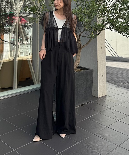 WILLFULLY（ウィルフリー）の「frill sleeve peplum tulle tops（シャツ/ブラウス・レディース・タン/ブラック・FREE）」の15枚目の写真