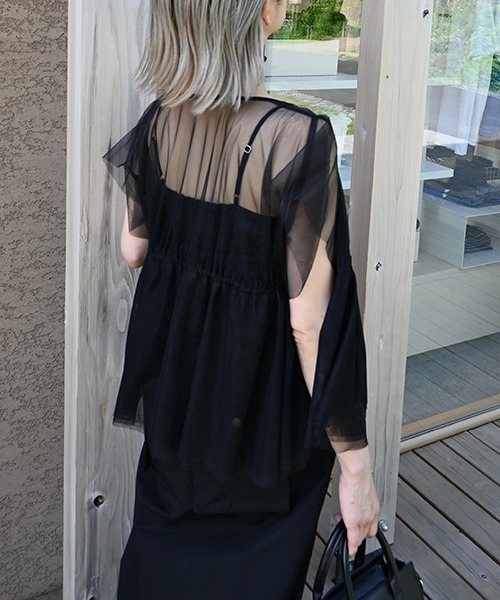 WILLFULLY（ウィルフリー）の「frill sleeve peplum tulle tops（シャツ/ブラウス・レディース・タン/ブラック・FREE）」の11枚目の写真