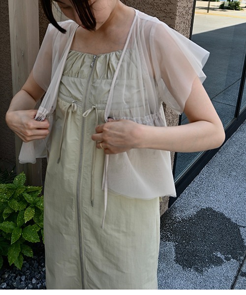 WILLFULLY（ウィルフリー）の「frill sleeve peplum tulle tops（シャツ/ブラウス・レディース・タン/ブラック・FREE）」の8枚目の写真