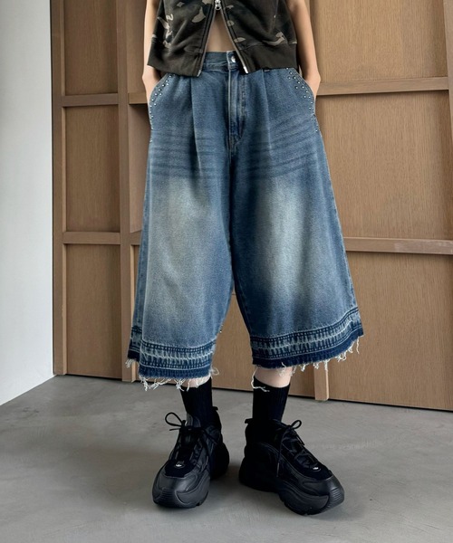 PAGEBOY ページボーイ PBLIM ハーフデニムパンツ　デニム UNISEX》スタッズジョーツ（デニムパンツ）｜PBLIM（ページ