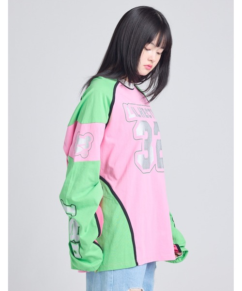 Little sunny bite(リトルサニーバイト)の「/little sunny bite/numbering long tee(Tシャツ/カットソー・レディース・ピンク/ブラック/ホワイト・MEDIUM/SMALL)」の19枚目の写真