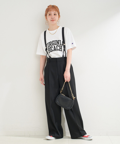 cygne ウエストギャザータックサスペンダーパンツ ウォッシャブル / サスペンダー付きタックパンツ（スラックス