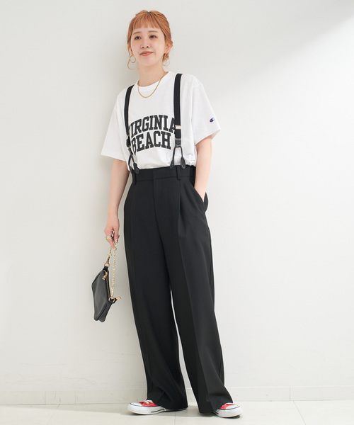 B.C STOCK（ベーセーストック）の「ウォッシャブル / サスペンダー付きタックパンツ（スラックス・レディース・ブラック/チョコ/チャコールグレー・SMALL/MEDIUM）」の18枚目の写真