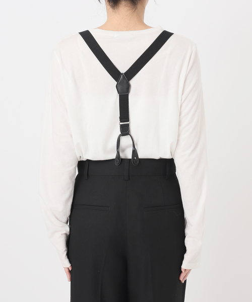 セール】ウォッシャブル / サスペンダー付きタックパンツ（スラックス