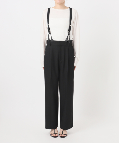B.C STOCK（ベーセーストック）の「ウォッシャブル / サスペンダー付きタックパンツ（スラックス・レディース・ブラック/チョコ/チャコールグレー・SMALL/MEDIUM）」の8枚目の写真