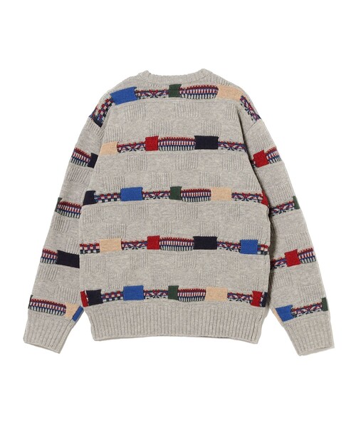 BEAMS PLUS（ビームスプラス）の「5G ジャカード ネイティブ ストライプ クルーネック ニット（ニット/セーター・メンズ・ブラウン/グレー/ネイビー・L/M/S/XL）」の9枚目の写真