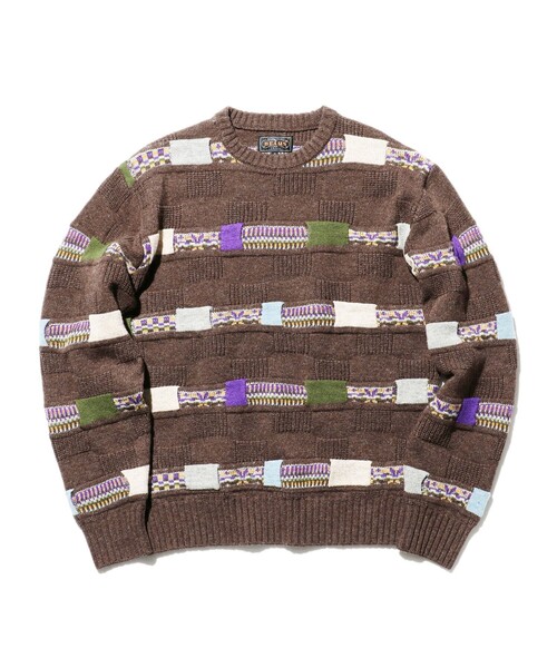 BEAMS PLUS（ビームスプラス）の「5G ジャカード ネイティブ ストライプ クルーネック ニット（ニット/セーター・メンズ・ブラウン/グレー/ネイビー・L/M/S/XL）」の11枚目の写真