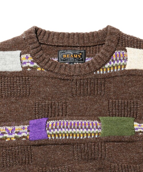 BEAMS PLUS（ビームスプラス）の「5G ジャカード ネイティブ ストライプ クルーネック ニット（ニット/セーター・メンズ・ブラウン/グレー/ネイビー・L/M/S/XL）」の12枚目の写真