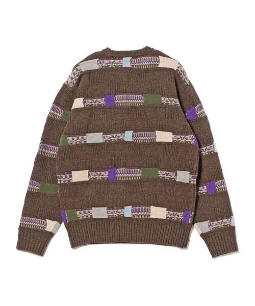 BEAMS PLUS（ビームスプラス）の「5G ジャカード ネイティブ ストライプ クルーネック ニット（ニット/セーター・メンズ・ブラウン/グレー/ネイビー・L/M/S/XL）」の15枚目の写真