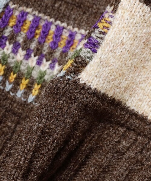 BEAMS PLUS（ビームスプラス）の「5G ジャカード ネイティブ ストライプ クルーネック ニット（ニット/セーター・メンズ・ブラウン/グレー/ネイビー・L/M/S/XL）」の16枚目の写真