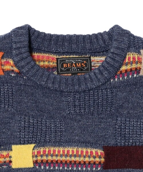 BEAMS PLUS（ビームスプラス）の「5G ジャカード ネイティブ ストライプ クルーネック ニット（ニット/セーター・メンズ・ブラウン/グレー/ネイビー・L/M/S/XL）」の19枚目の写真
