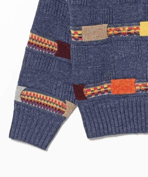 BEAMS PLUS（ビームスプラス）の「5G ジャカード ネイティブ ストライプ クルーネック ニット（ニット/セーター・メンズ・ブラウン/グレー/ネイビー・L/M/S/XL）」の20枚目の写真