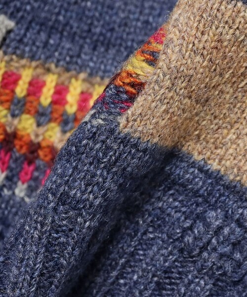 BEAMS PLUS（ビームスプラス）の「5G ジャカード ネイティブ ストライプ クルーネック ニット（ニット/セーター・メンズ・ブラウン/グレー/ネイビー・L/M/S/XL）」の22枚目の写真