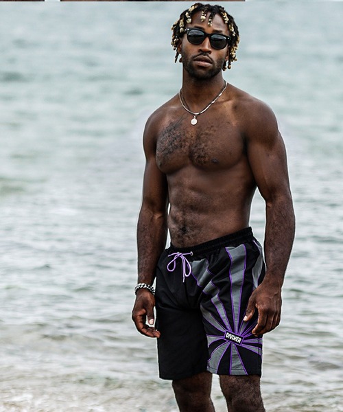 【美品】CRONOS 紫 ショートパンツ　水着 Flag Swim Shorts 水着 メンズ ショーツ ハーフパンツ（水着