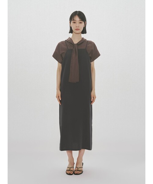 MIDIUMISOLID(ミディウミソリッド)の「MIDIUMISOLID for Ladies 2WAYキャミソールワンピース(ワンピース・レディース・ブラック/チャコールグレー・FREE)」の11枚目の写真