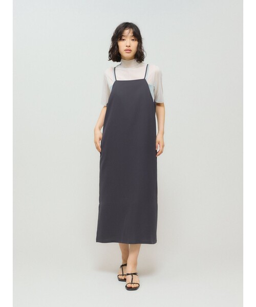MIDIUMISOLID(ミディウミソリッド)の「MIDIUMISOLID for Ladies 2WAYキャミソールワンピース(ワンピース・レディース・ブラック/チャコールグレー・FREE)」の12枚目の写真