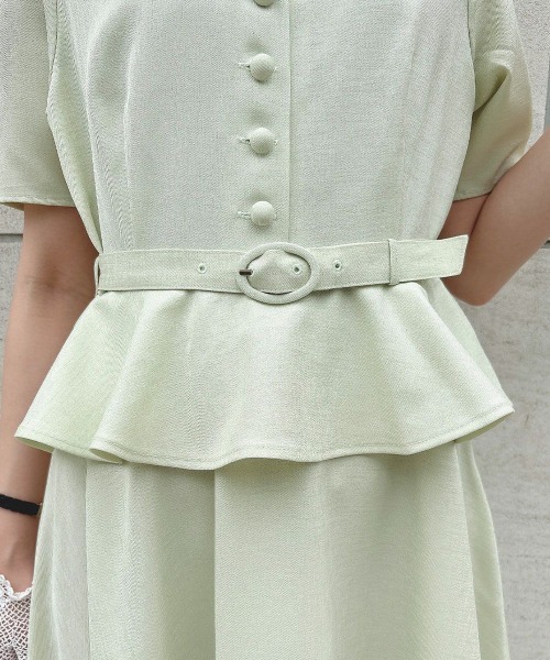 an another angelus（アンアナザーアンジェラス）の「クレリックペプラムワンピース【1枚で快適】　夏服（ワンピース・レディース・ブラック×ホワイト/ライトグリーン・FREE）」の3枚目の写真