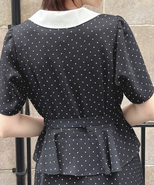 an another angelus（アンアナザーアンジェラス）の「クレリックペプラムワンピース【1枚で快適】　夏服（ワンピース・レディース・ブラック×ホワイト/ライトグリーン・FREE）」の9枚目の写真