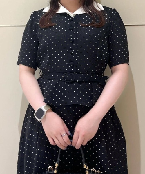 an another angelus（アンアナザーアンジェラス）の「クレリックペプラムワンピース【1枚で快適】　夏服（ワンピース・レディース・ブラック×ホワイト/ライトグリーン・FREE）」の13枚目の写真