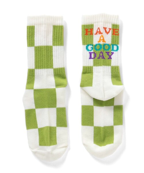 Ampersand（アンパサンド）の「チェッカーフラッグ柄ソックス（ソックス/靴下・キッズ・ブルー/ブラック/ライム・12/15 /18/21）」の2枚目の写真