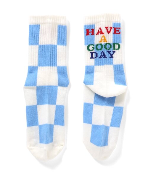 Ampersand（アンパサンド）の「チェッカーフラッグ柄ソックス（ソックス/靴下・キッズ・ブルー/ブラック/ライム・12/15 /18/21）」の3枚目の写真