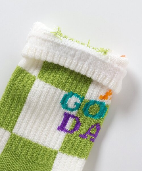 Ampersand（アンパサンド）の「チェッカーフラッグ柄ソックス（ソックス/靴下・キッズ・ブルー/ブラック/ライム・12/15 /18/21）」の7枚目の写真