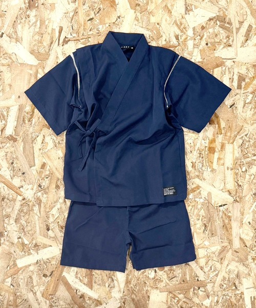 SHISKY（シスキー）の「ICE FABRIC 接触冷感　綿タッチ　甚平　ジンベイ（浴衣・キッズ・グレー/パープル/ネイビー/ブラック/チャコール/エメラルド・150/160/110/120/130/140）」の5枚目の写真