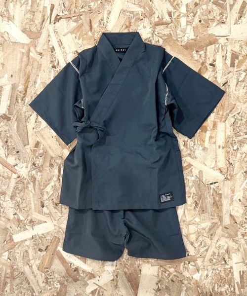 SHISKY（シスキー）の「ICE FABRIC 接触冷感　綿タッチ　甚平　ジンベイ（浴衣・キッズ・グレー/パープル/ネイビー/ブラック/チャコール/エメラルド・150/160/110/120/130/140）」の3枚目の写真