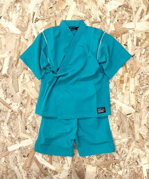 SHISKY（シスキー）の「ICE FABRIC 接触冷感　綿タッチ　甚平　ジンベイ（浴衣・キッズ・グレー/パープル/ネイビー/ブラック/チャコール/エメラルド・150/160/110/120/130/140）」の4枚目の写真