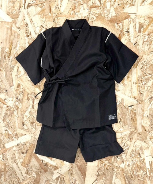 SHISKY（シスキー）の「ICE FABRIC 接触冷感　綿タッチ　甚平　ジンベイ（浴衣・キッズ・グレー/パープル/ネイビー/ブラック/チャコール/エメラルド・150/160/110/120/130/140）」の2枚目の写真