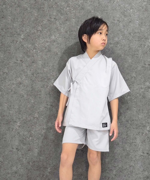 SHISKY（シスキー）の「ICE FABRIC 接触冷感　綿タッチ　甚平　ジンベイ（浴衣・キッズ・グレー/パープル/ネイビー/ブラック/チャコール/エメラルド・150/160/110/120/130/140）」の7枚目の写真