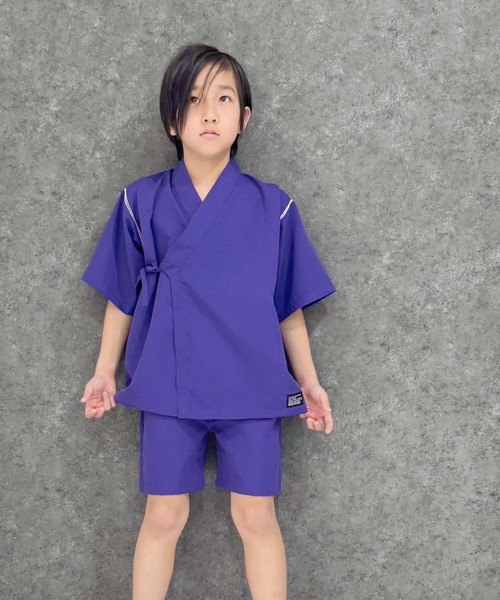 SHISKY（シスキー）の「ICE FABRIC 接触冷感　綿タッチ　甚平　ジンベイ（浴衣・キッズ・グレー/パープル/ネイビー/ブラック/チャコール/エメラルド・150/160/110/120/130/140）」の9枚目の写真