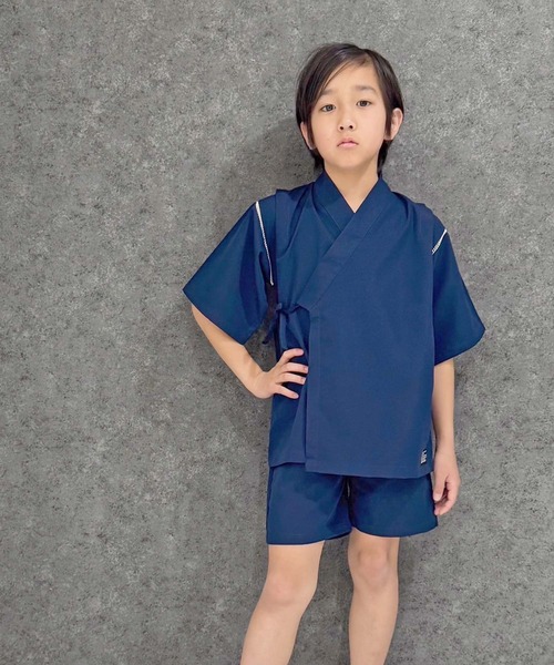 SHISKY（シスキー）の「ICE FABRIC 接触冷感　綿タッチ　甚平　ジンベイ（浴衣・キッズ・グレー/パープル/ネイビー/ブラック/チャコール/エメラルド・150/160/110/120/130/140）」の10枚目の写真