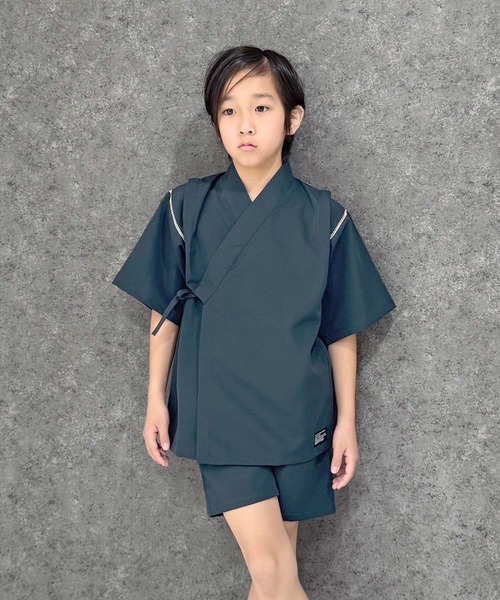 SHISKY（シスキー）の「ICE FABRIC 接触冷感　綿タッチ　甚平　ジンベイ（浴衣・キッズ・グレー/パープル/ネイビー/ブラック/チャコール/エメラルド・150/160/110/120/130/140）」の11枚目の写真