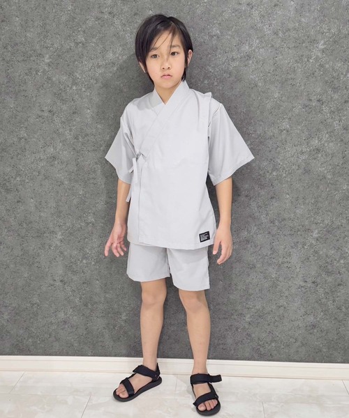 SHISKY（シスキー）の「ICE FABRIC 接触冷感　綿タッチ　甚平　ジンベイ（浴衣・キッズ・グレー/パープル/ネイビー/ブラック/チャコール/エメラルド・150/160/110/120/130/140）」の13枚目の写真